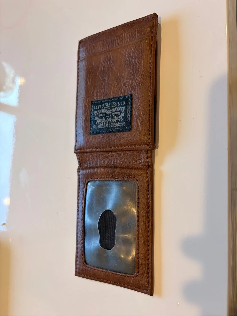 Levi's Brown Leather Wallet - Slim Front Pocket